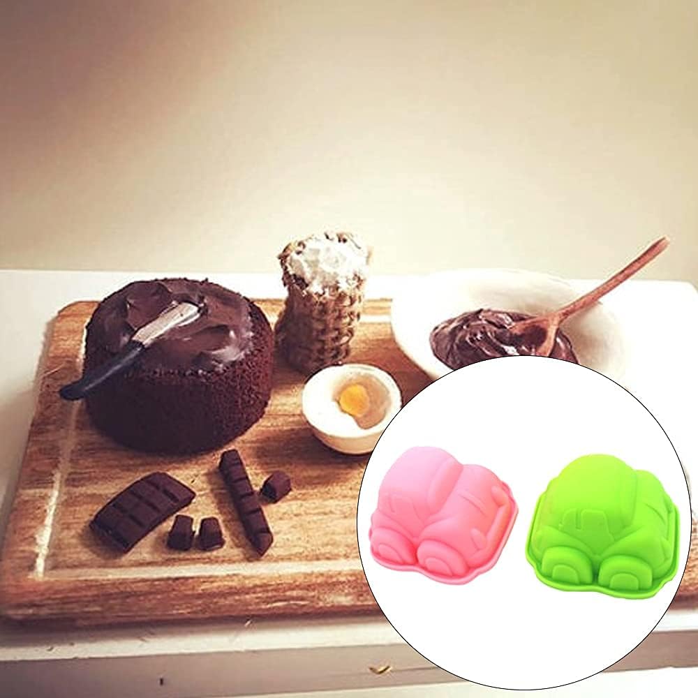 4 Stuks - Silicone Bakvormen - 3D Cartoon Auto Design - Ideaal voor Fondant, Gelei, Chocolade - Kindvriendelijk - Hittebestendig tot 230°C - Perfect voor Feestjes & Creatief Bakken - Willekeurige Kleur - Set van 4