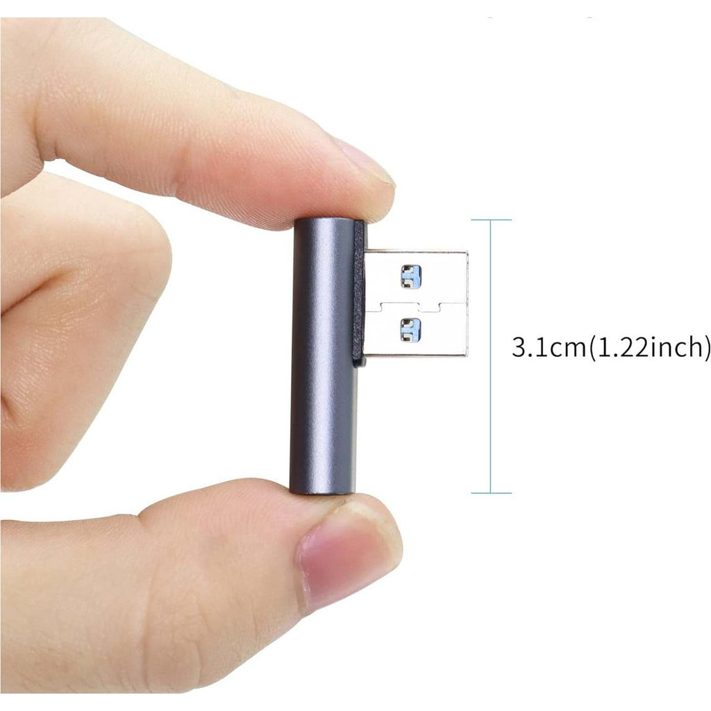 QIANRENON USB 3.1 90° Hoekadapters - USB A Plug naar Bus, 10Gbps, Ideaal voor Dataoverdracht en Opladen - Aluminium Behuizing, Plug-and-Play, Compatibel met USB 3.0/2.0/1.0