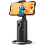 Auto Face Tracking Phone Holder - 360° Rotating Camera Mount for Live Streaming and Vlogs - Smart AI Tracking, No App Required - Adjustable Phone Mount with Rechargeable Battery for Video Calls and Social Media