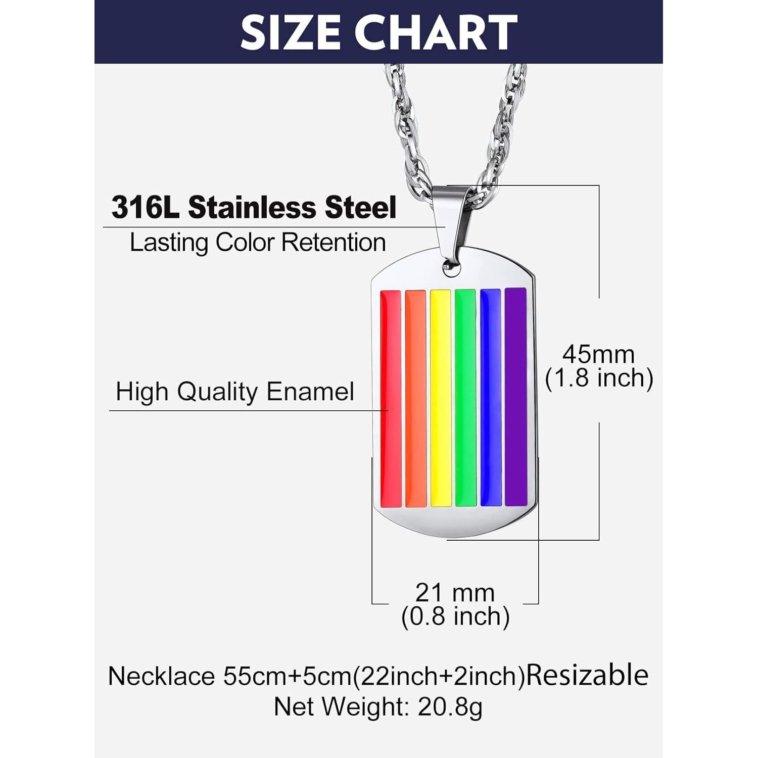 LGBT+ Regenboog Hanger Ketting voor Vrouwen & Mannen - Personaliseer met Foto - Stijlvol Roestvrij Staal - 56cm Lengte - Toon Trots & Eenheid