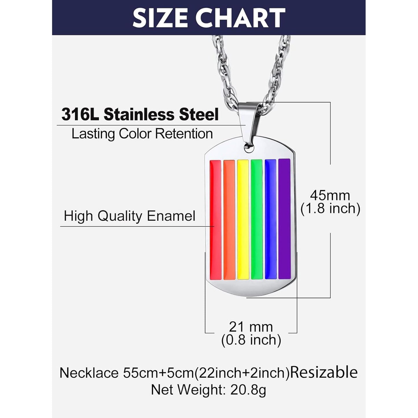 LGBT+ Regenboog Hanger Ketting voor Vrouwen & Mannen - Personaliseer met Foto - Stijlvol Roestvrij Staal - 56cm Lengte - Toon Trots & Eenheid