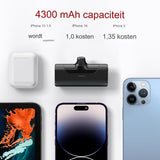 Ultra-Compact Power Bank 4500mAh - Draagbare Oplader Batterijpack - Geschikt voor iPhone 13/13 Pro Max/12/12 Pro Max/11 Pro/XS Max/XR/X en Meer - Pass-Through Technologie - Snelladen - Inclusief USB-C Kabel