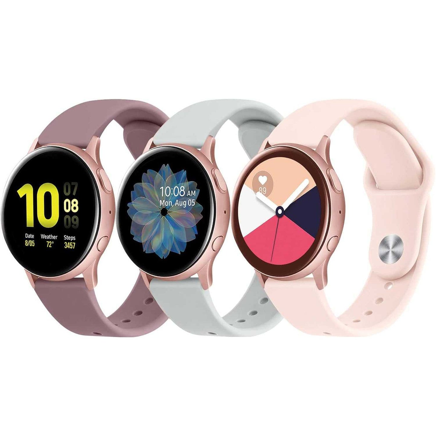 3 Stuks - Siliconen Horloge / Smartwatch Vervangingsbandjes - 20mm - Mint Blauw / Paars / Roze - Voor Smartwatches - Duurzaam en Flexibel - Comfortabel en Stijlvol - Waterbestendig en Huidvriendelijk - Universele Maat - Ideaal voor Dagelijks Gebruik