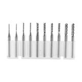 Set Van 10 Stuks - Wolfraam Carbide Eindfrees Gravure Set - Snijrand 1-3 mm - CNC Frees Snijbeitels Voor PCB, Metalen, Kunststoffen - 1/8 mm Schacht Diameter - Hoge Snelheid Precisie Graveren, Slijpen, en Bewerken