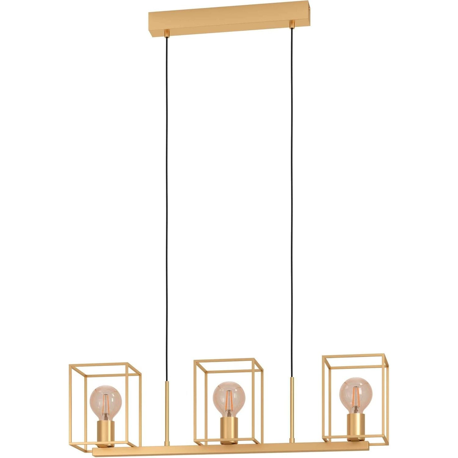 EGLO Cumiole Hanglamp - 3-Lichts Chandelier Voor Woonkamer en Eetkamer - Elegante Gouden Metalen Plafondlamp met E27 Fitting - 78 cm Lang - 110 cm Hoog - Max. 40W per Fitting