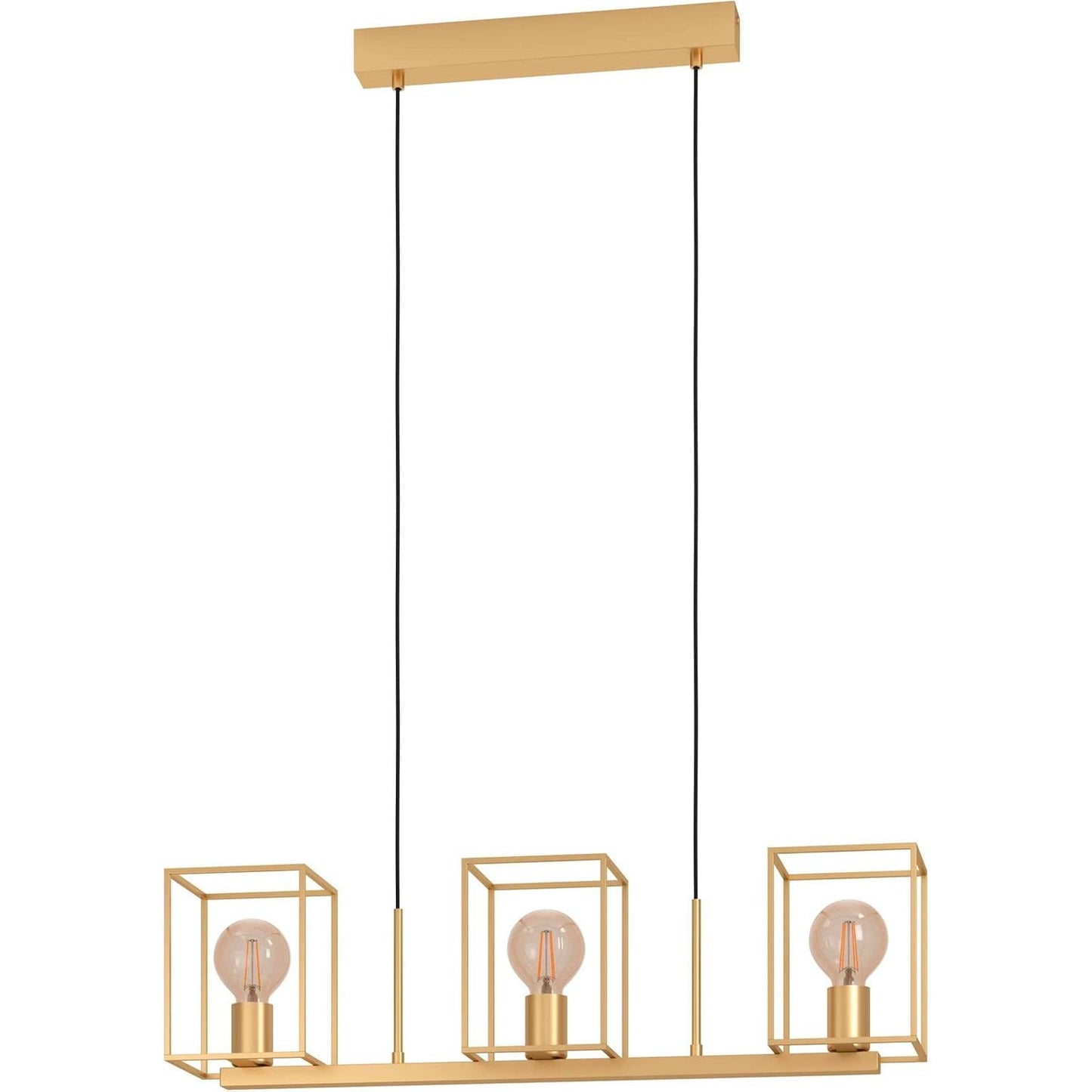 EGLO Cumiole Hanglamp - 3-Lichts Chandelier Voor Woonkamer en Eetkamer - Elegante Gouden Metalen Plafondlamp met E27 Fitting - 78 cm Lang - 110 cm Hoog - Max. 40W per Fitting
