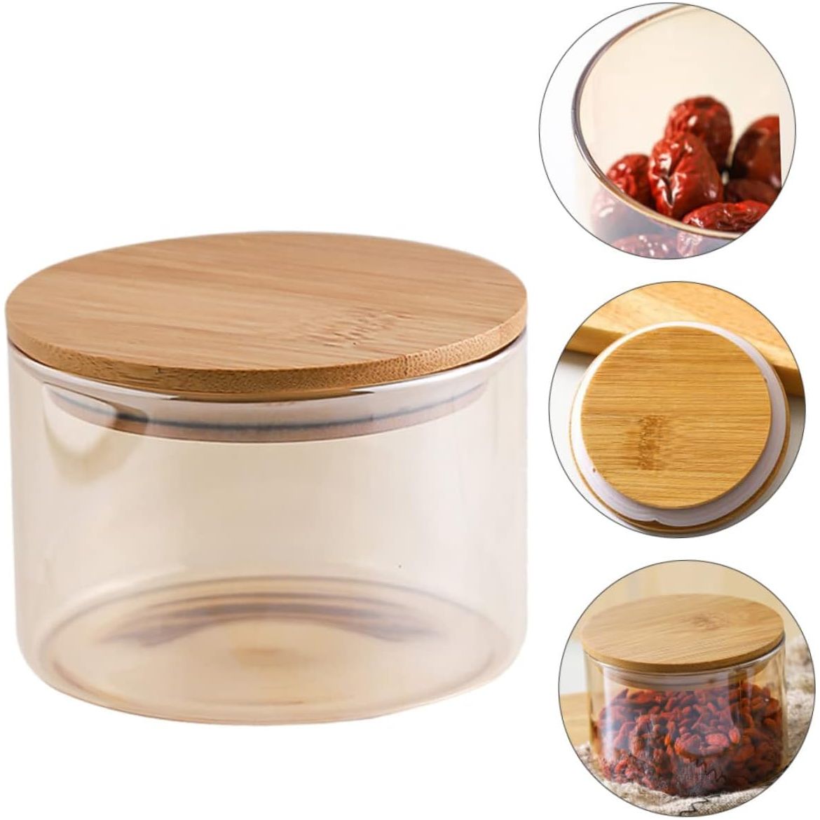 Glazen Voorraadpot - Mini Glazen Koekjestrommel - Keukenopslag Container - Glazen Theeblik - Apothekerspot - Voor Droogvoer, Granen, Suiker, Koffie, Honing - Luchtdichte Opslagpot - 10.5 x 10.5 x 10.5 cm - Transparant Glazen Voorraadbus