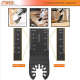 72-Delige Oscillerende Zaagbladenset - Multitool Accessoires - Koolstofstaal en Bimetaal - Voor Hout Metaal Kunststof Gips Glasvezel - Universele Compatibiliteit - Inclusief Schuurpapier en Diverse Bladen