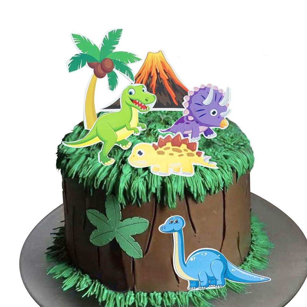 Dinosaurus Cake Toppers Set van 7 - Jungle Safari Decoratie - 1ste Verjaardag Thema - Gelukkige Verjaardag Decor voor Kinderfeestjes