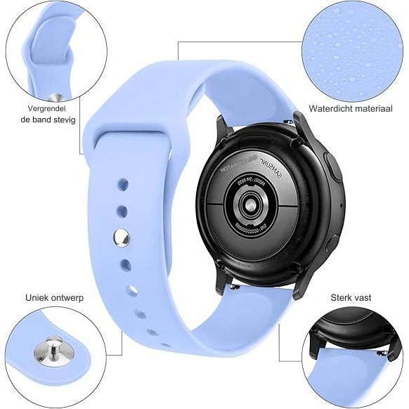 3 Stuks - Siliconen Horloge / Smartwatch Vervangingsbandjes - 20mm - Mint Blauw / Paars / Roze - Voor Smartwatches - Duurzaam en Flexibel - Comfortabel en Stijlvol - Waterbestendig en Huidvriendelijk - Universele Maat - Ideaal voor Dagelijks Gebruik