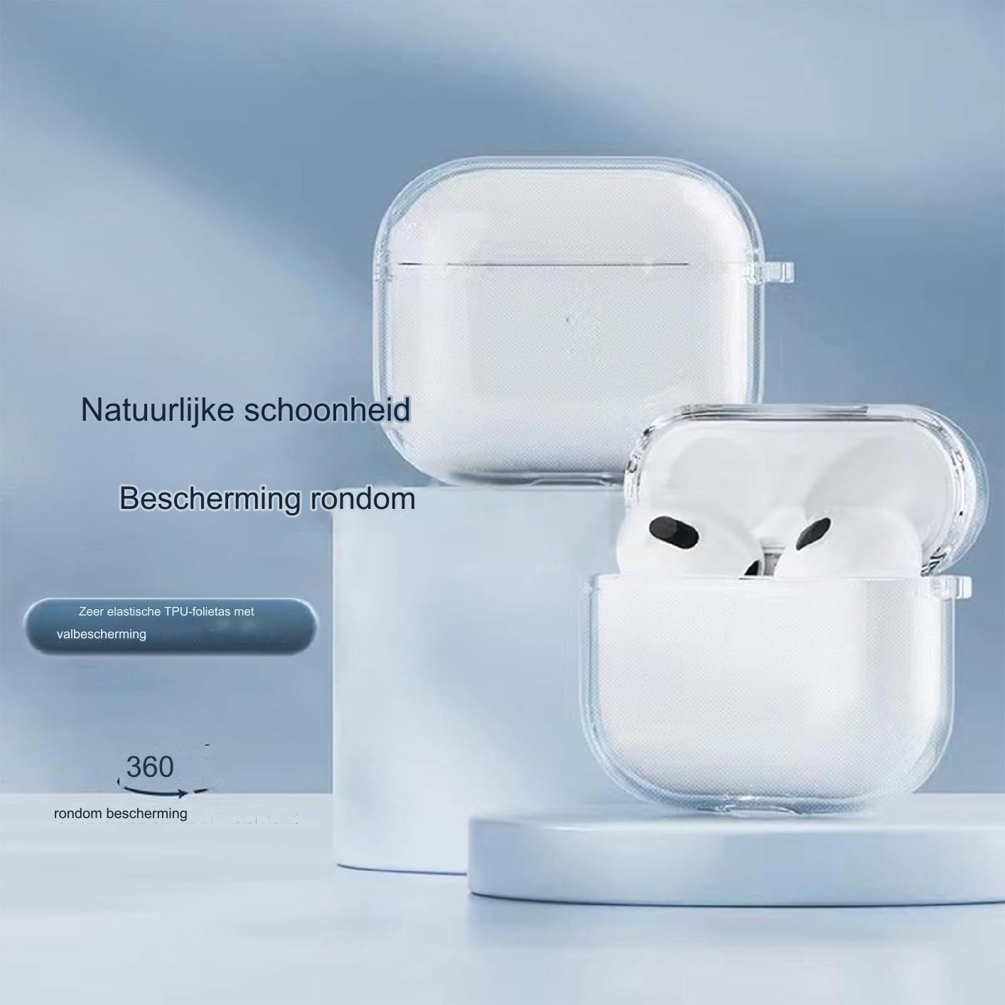 AirPods 3 Beschermhoes - Transparante TPU Case - Geïmporteerde Bayer Siliconen Softshell - 360° Bescherming - Slanke en Lichtgewicht Beschermhoes Voor AirPods 3 - Modern en Stijlvol Ontwerp - Geschikt Voor Draadloos Opladen
