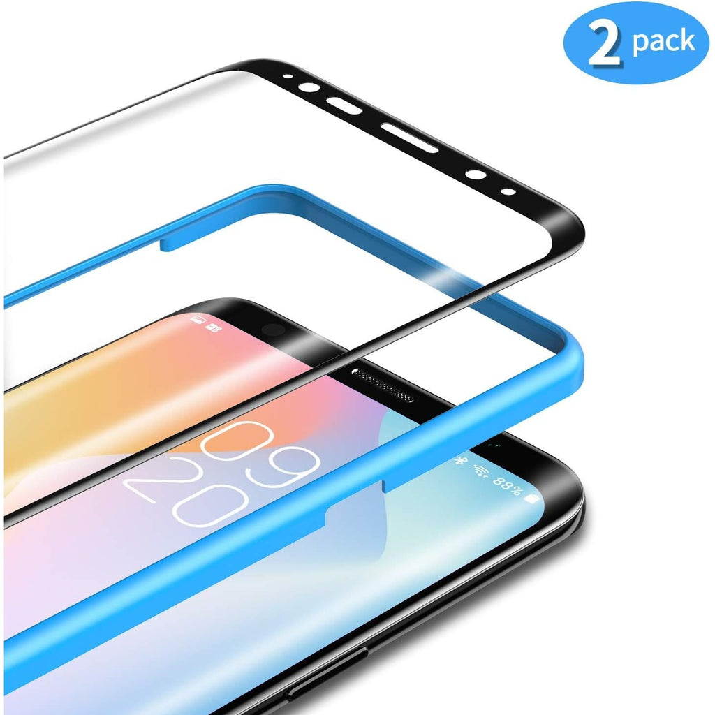 2 Stuks - Gehard Glas Screenprotector – Samsung Galaxy S9 Plus – 9H Hardheid – Inclusief Installatiekader – Case-Vriendelijk – Anti-Fingerprint – Hoge Transparantie – 3D Gebogen Randen (Zwart)
