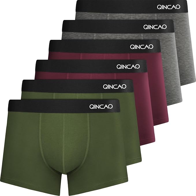 6-Pack Heren Boxershorts - Katoenen Hipster Trunks - Geen Irriterende Labels - Ondergoed Geschenkset - Groen Rood Grijs - Comfortabele Stretch Tailleband - Zacht 60s Gekamd Katoen - Hoogwaardige Afwerking - Perfecte Pasvorm - Jeugdige Stijl En Vitaliteit