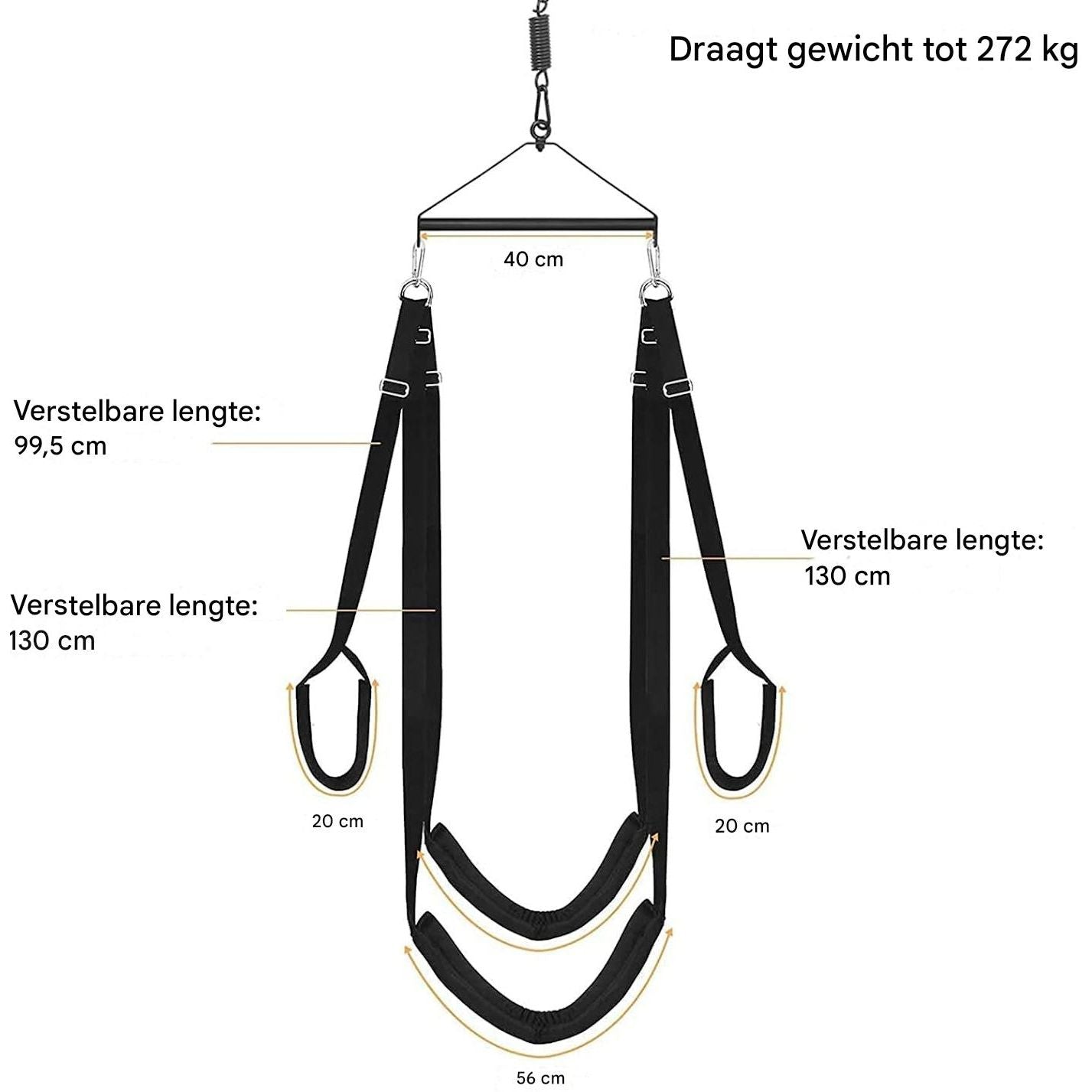360° Draaibare LoveSwing – Luxe Hangschommel met Fluwelen Voering - Seksschommel  - Love Schommel Stalen Steun & Verstelbare Riemen – Tot 270 kg Draagvermogen – Derde Generatie Indoor Erotische Schommel voor Koppels