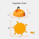 Kattenvoerbak Anti-Kots Niet-Slip Anti-Geluid - Brede Ondiepe Snorhaarvriendelijke Voerbak - Gekantelde Voerbak Voor Katten En Honden - Juicy Mandarijn Ontwerp - Voedselveilig ABS Materiaal - Geschikt Voor Binnengebruik