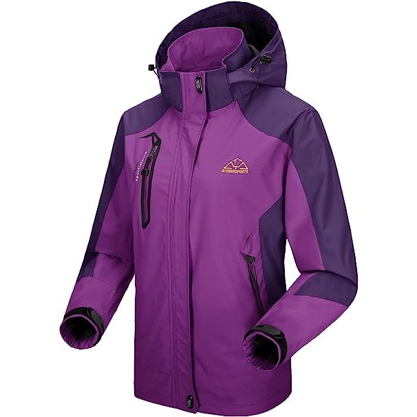 Outdoor - Waterdichte & Winddichte Jas - Maat M- Trekking Jacket - Perfect voor Herfst, Winter, Lente, Wandelen, Klimmen, Trekken - Ademend - Lichtgewicht - Verstelbare Softshell Windbreaker Jas - Dames - Maat M - Paars