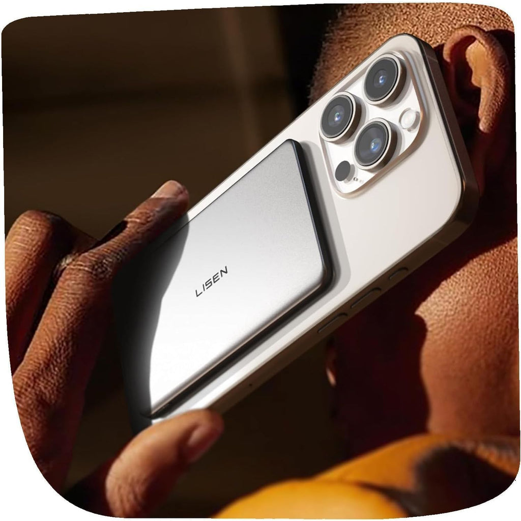 LISEN P601 Ultra- Slim MagSafe Powerbank - 5000 mAh - voor iPhone 17/16/15/14/13/12 Serie – Draadloze Magnetische Power Bank 5000mAh – Ultra Dun / Lichtgewicht Mini Powerbank met 18W USB-C PD – Perfect Cadeau voor Reizen &amp; Feestdagen