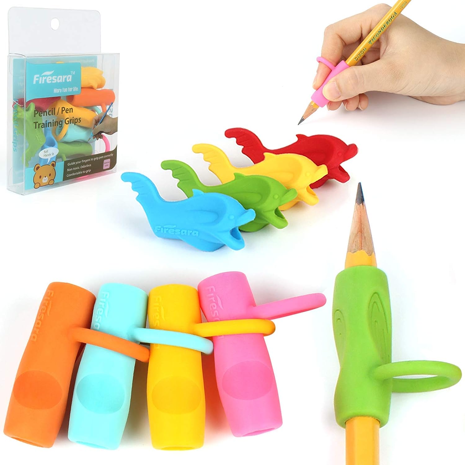 Siliconen Potloodgreep-Set – Ergonomische Schrijfhulp voor Kinderen & Volwassenen – Veilig & Comfortabel – Geschikt voor Diverse Pennen - 9 Stuks