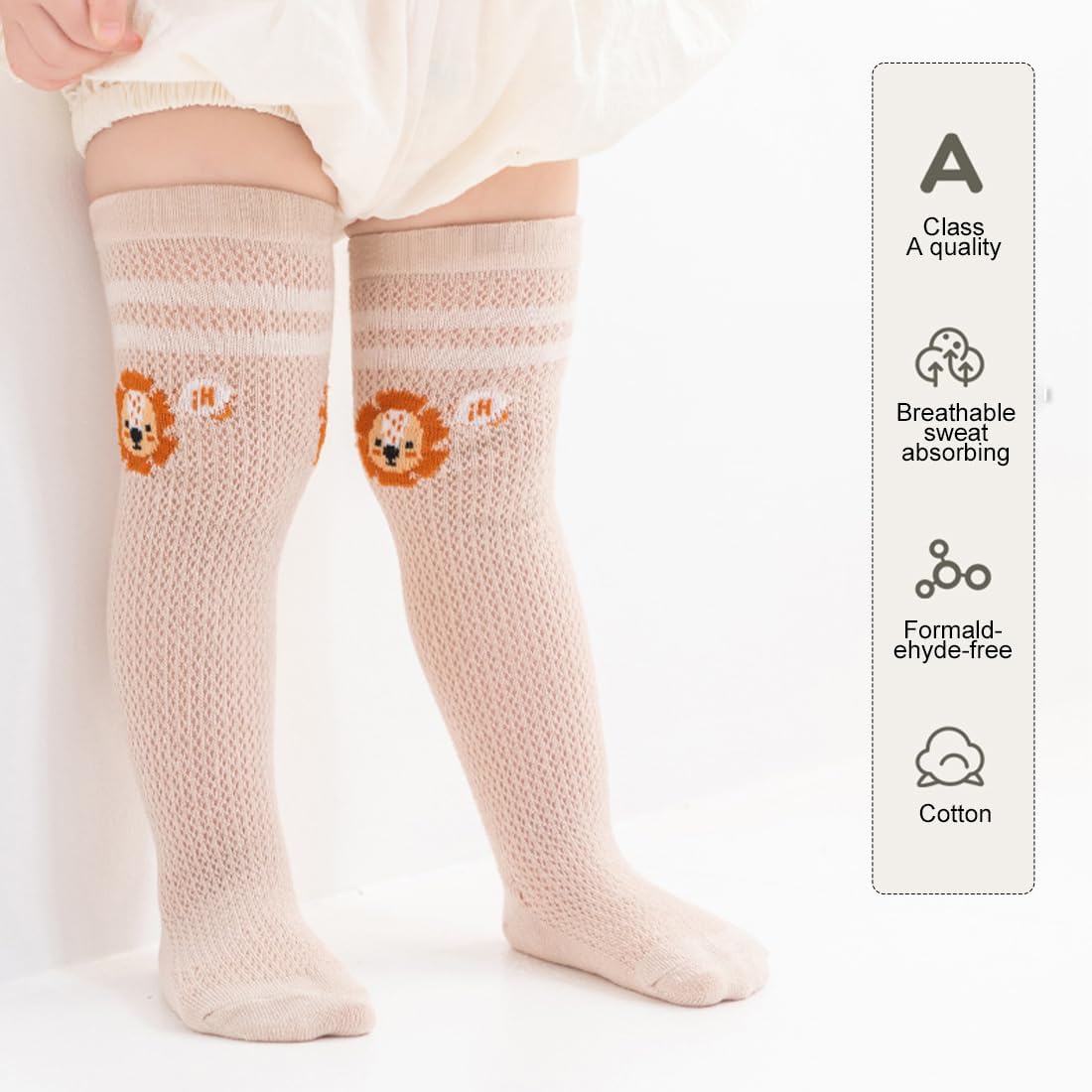 2 Paar - Katoenen Kniekousen Baby's - Schattig Ontwerp - Ademend en Comfortabel - Geschikt voor 0 tot 3 Jaar - Machinewasbaar en Duurzaam