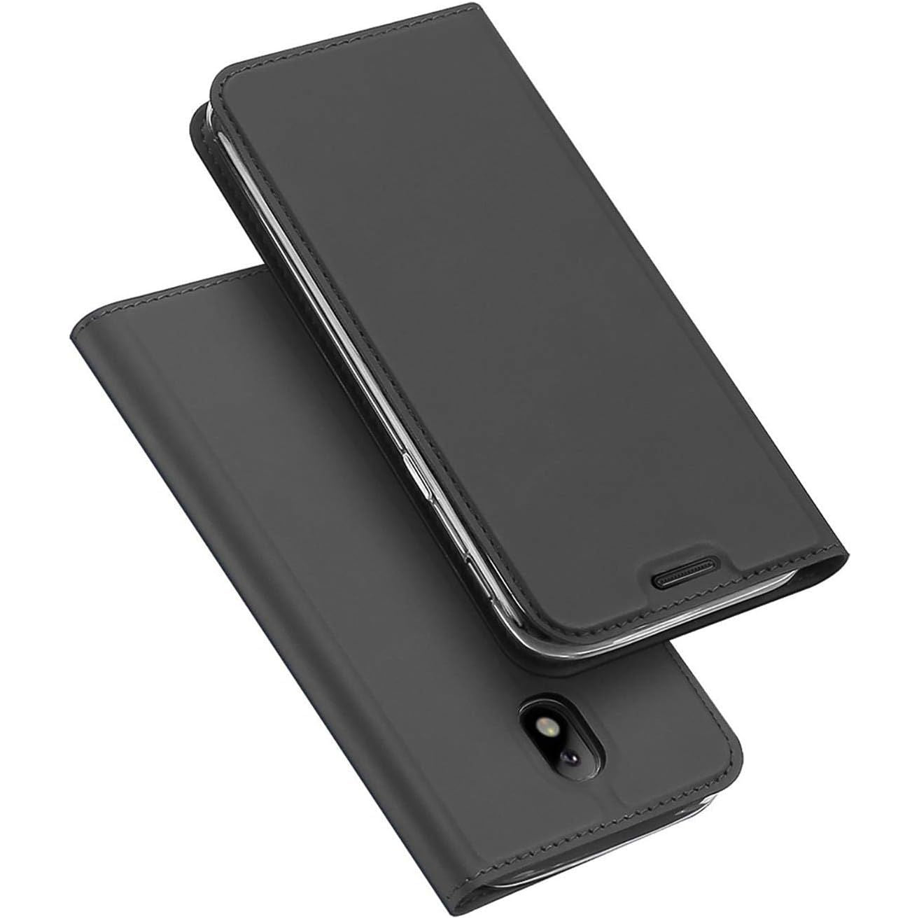 Galaxy J7 (2017) Hoesje - Premium Mobiel Telefoon Flip Cover voor Samsung Galaxy J7 Hoesje [Ingebouwde Magneet] Boek Hoesje PU Leren Hoesje [J7 J730], Zwart - Bescherm uw telefoon met stijl en duurzaamheid met dit premium PU lederen hoesje