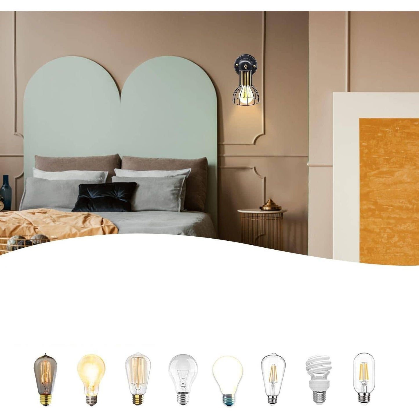Set van 2 - Industriële Wandlampen Cage - Vintage Wandbevestiging - Rustieke Verstelbare Mini Verlichting - Geschikt voor Badkamer, Slaapkamer en Spiegel