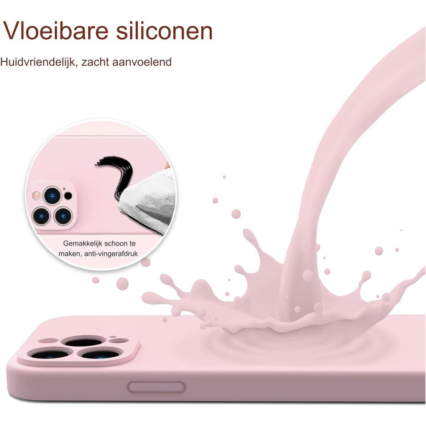 Telefoon Hoesje - Compatibele iPhone 13 Pro Max Hoesje 6.7 inch - met 2 * Scherm Beschermer Vloeibaar Siliconen Gel Rubberen Cover [Volledig Lichaam] Schokbestendig Beschermend Telefoonhoesje voor iPhone 13 Pro Max-Pale