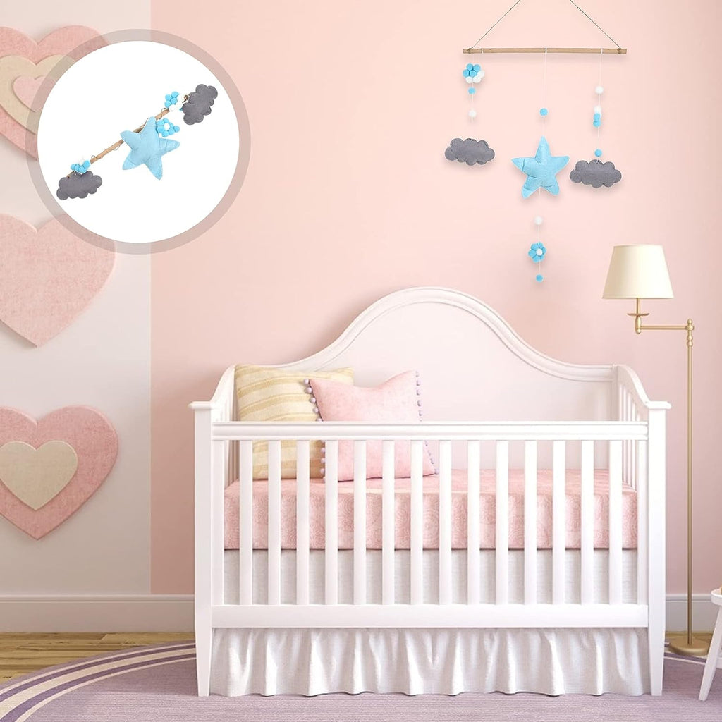 Muurhanger voor Kinderkamer - Ster & Wolk Decoratie - Fotolijst Collage - Perfect voor Babykamer, Kinderkamer, Slaapkamer - Blauw Huis Ornament - Lichtblauw