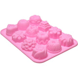 Siliconen mallen van voedingskwaliteit - Maak chocolaatjes, snoepjes, ijsblokjes en meer in schattige bloem- en hartvormen - Set van 4 (1 roze, 1 blauwe en 2 groene bloemvormige mallen)