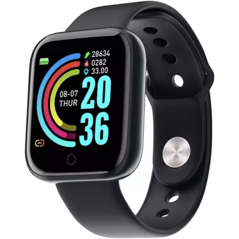 Multifunctioneel Fitness Smartwatch in Klassiek Zwart - 1.44" LCD-Scherm - Geavanceerde Hartslag-, Bloeddruk- en Zuurstofmonitoring - Volg Sportprestaties en Dagelijkse Activiteiten - Elegant Accessoire voor Elke Gelegenheid - Inclusief Oplaadkabel