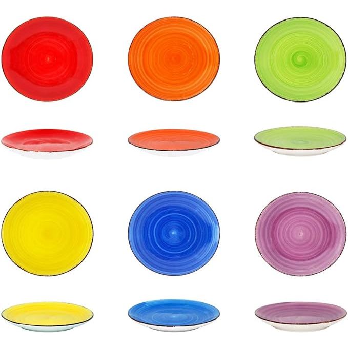 6 Stuks-  27x27x2.5 cm Combo Service Dinner Plates - Set in Levendige Kleuren Mix - Ideaal voor Pasta, Salades, en Hoofdgerechten - Vaatwasser- en Magnetronbestendig