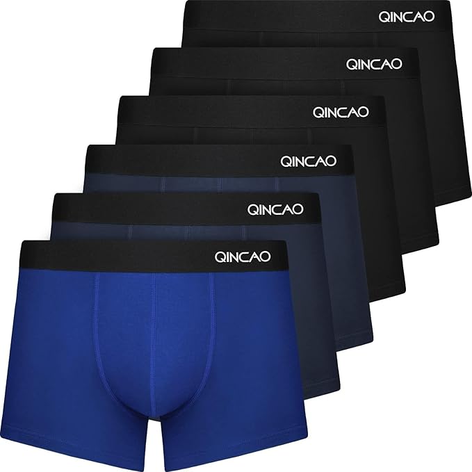 6-Pack Heren Boxershorts XXL - Katoenen Retro Trunks - Geen Irriterende Labels - Ondergoed Geschenkset - Zwart Blauw - 95% Katoen 5% Elastaan - Comfortabele Stretch Tailleband - Zachte 60s Gekamd Katoen - Hoogwaardige Afwerking - Perfecte Pasvorm