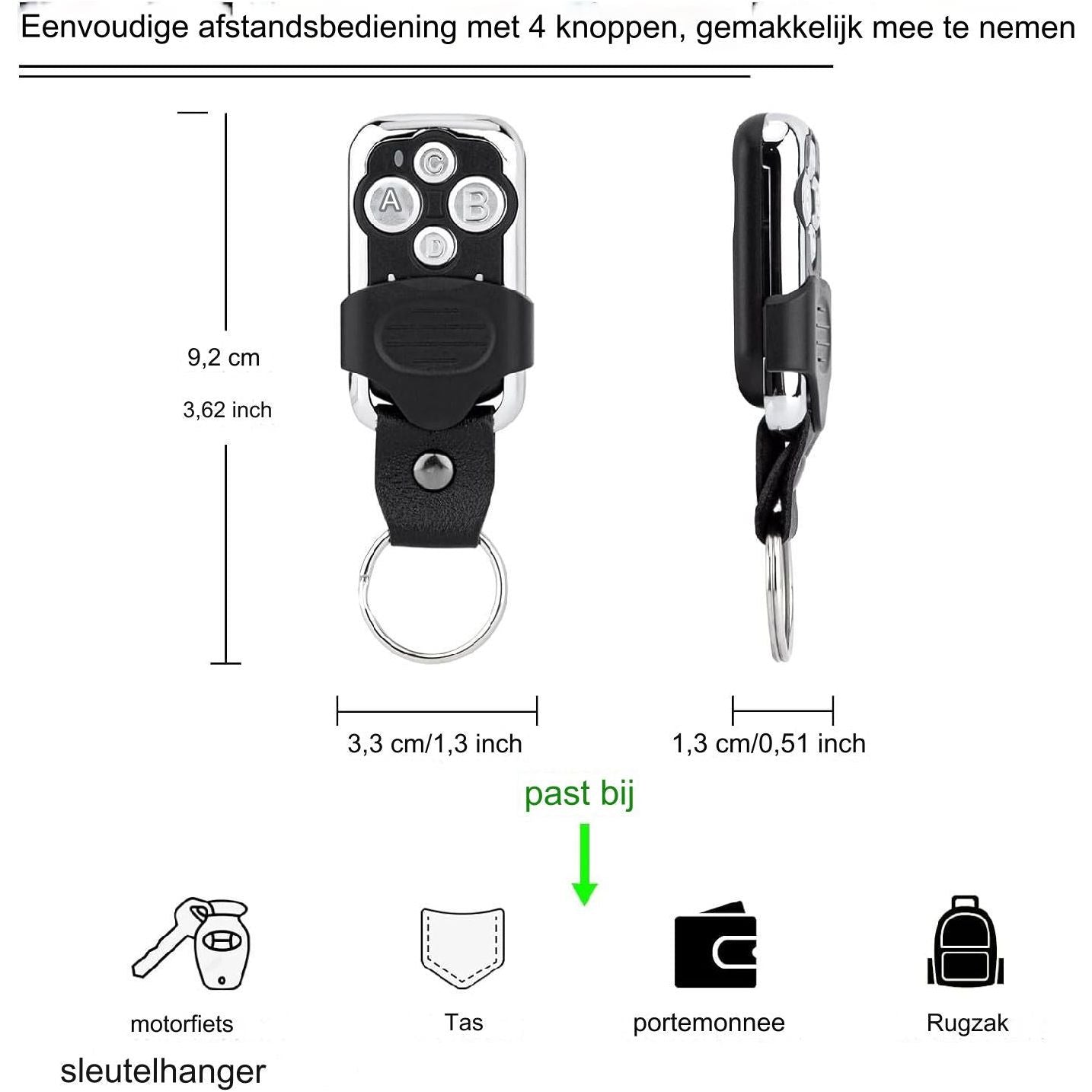 Handzender 433MHz Compatibel met Chamberlain, Liftmaster 4335E/EML 4330E/EML 84335E/EML 94335E/EML, TX4UNIS TX4UNIF TX4UNI Afstandsbediening MotorLift ML500/700/750/850 Garage Deur