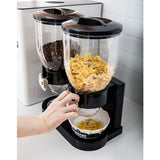 Dubbele Cornflakes Dispenser – Voorraadpot – Granen Dispenser – 2 x 500g Capaciteit – Voor Ontbijtgranen, Snacks en Droge Producten – Zwart