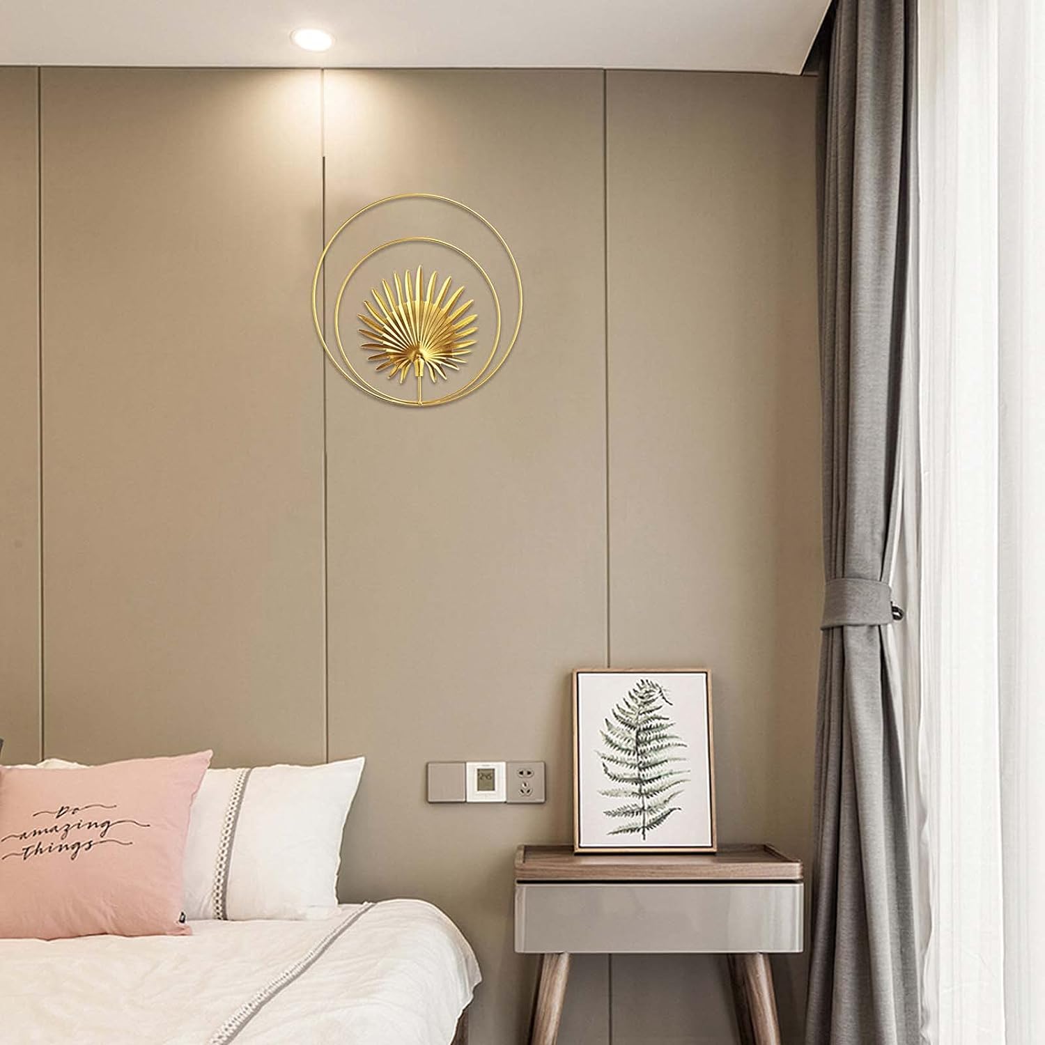 Stuks 3 - Moderne Metalen Wanddecoratie - Stijlvolle Ronde Blad Ornamenten - Elegante IJzeren Muurkunst voor Woon- en Slaapkamer - Goudkleurige 3D Sculpturen