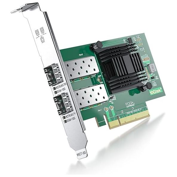 ipolex 10Gb PCI Express Netwerkkaart - Intel X520-DA2 82599ES Chipset - Dual SFP+ Poorten - 10Gbps Snelheid - PCI-E x8 en x16 Compatibel - Geschikt voor Windows, Linux, VMware
