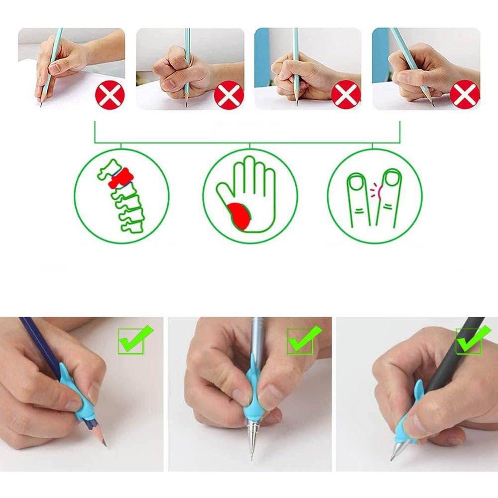 Siliconen Potloodgreep-Set – Ergonomische Schrijfhulp voor Kinderen & Volwassenen – Veilig & Comfortabel – Geschikt voor Diverse Pennen - 9 Stuks
