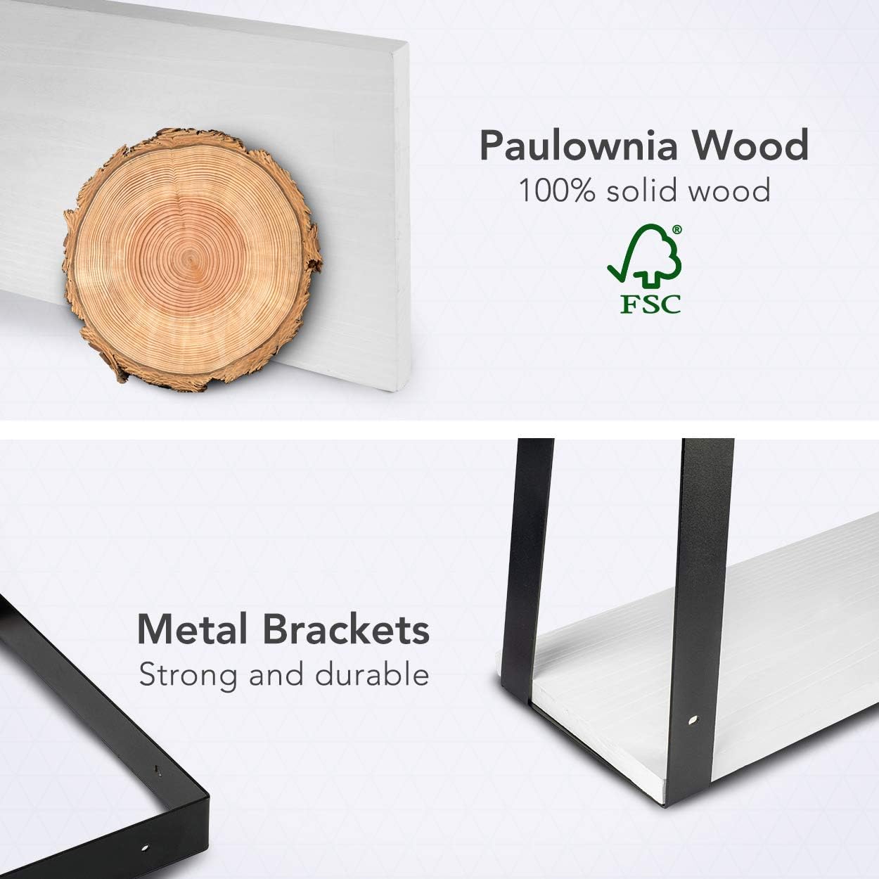 Rustieke Houten Zwevende Planken - Hangende Boekenkast - Muur Kast - Modern - 20 kg Capaciteit - Industriële Muurdecoratie - Witte Hangende Planken voor Keuken en Woonkamer - Muuropslag - Inclusief Bevestigingsmateriaal