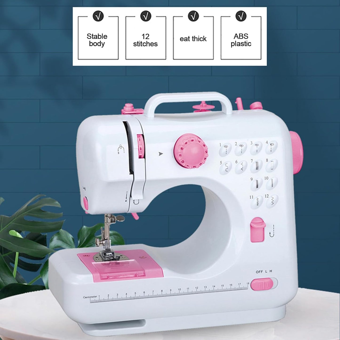 Elektrische Naaimachine – Mini Naaimachine voor Beginners – 12 Stiksels – Draadspoel Apparaat – Dubbele Draad – Compacte Naaiapparaat – EU 220V – Roze Naaimachine – Draagbare Handnaaimachine – Kleine Tafelnaaimachine