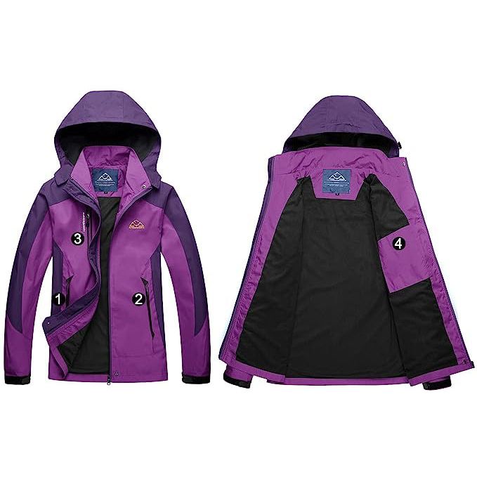 Outdoor - Waterdichte & Winddichte Jas - Maat M- Trekking Jacket - Perfect voor Herfst, Winter, Lente, Wandelen, Klimmen, Trekken - Ademend - Lichtgewicht - Verstelbare Softshell Windbreaker Jas - Dames - Maat M - Paars