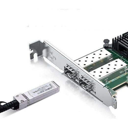 ipolex 10Gb PCI Express Netwerkkaart - Intel X520-DA2 82599ES Chipset - Dual SFP+ Poorten - 10Gbps Snelheid - PCI-E x8 en x16 Compatibel - Geschikt voor Windows, Linux, VMware