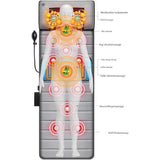 Multifunctionele Elektrische Massage Mat - Volledig-Lichaamsmassage - Opvouwbaar - Verwarmend - 9 Massagemodi - 10 Vibrerende Motoren - Shiatsu Nekmassage - Rug-Lumbaal-Benenpijn Verlichting - 165x50 cm - Super Zacht Fluweel