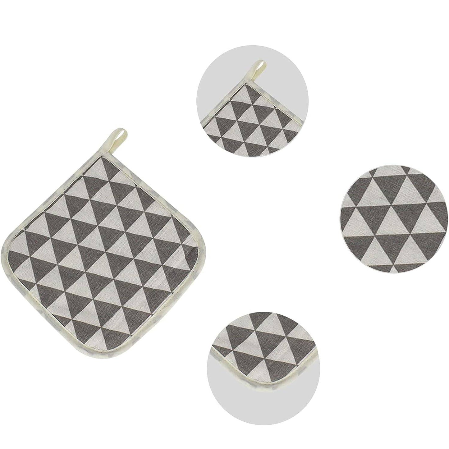 Set van 4 Katoenen Pannenlappen - 18x18cm - Hittebestendige Oven- & Kookhandschoenen - Stijlvolle Keukenaccessoires