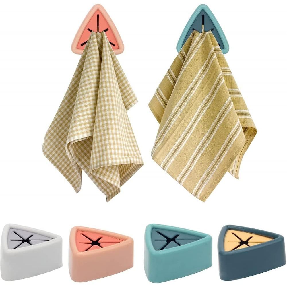 4 stuks - Handdoekhaken houder set - Zelfklevende handdoek grijper - Handdoek stopper voor keuken en badkamer - Vaatdoek haak - Wandgemonteerde handdoekhouder - Keuken- en badkamerhanddoekhouder - Praktische en stijlvolle handdoekhaken