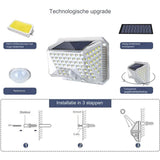 2 Stuks - Solar Wandlampen - Buiten Bewegingssensor - Waterdichte 90 LED Beveiligingslampen - Draadloze Verlichting - 3 Optionele Modi - Zonne-energie Lampen Padverlichting - Hekverlichting Duurzame Buitenlampen