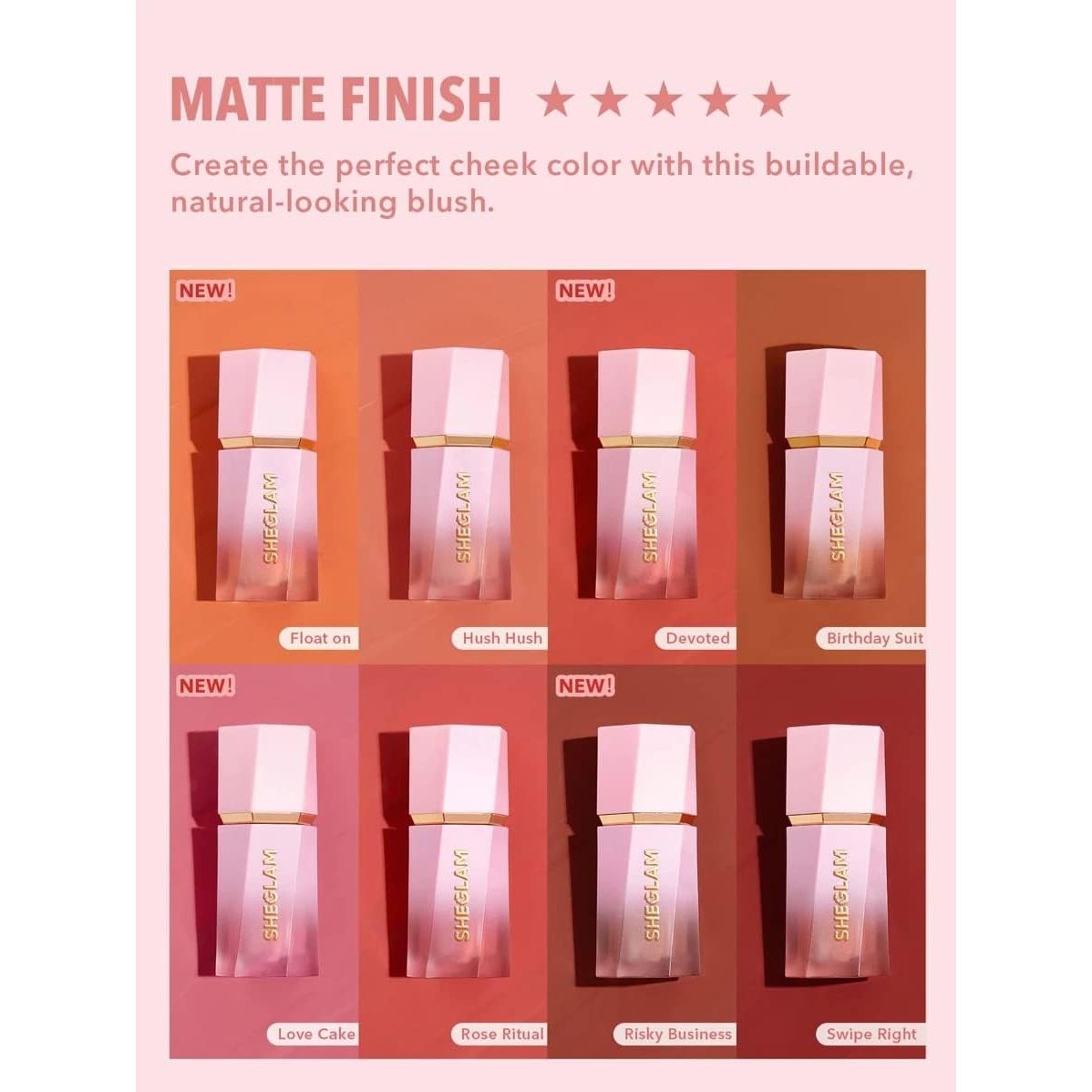 2 Stuks Vloeibare Blush – SHEGLAM Color Bloom Matte Finish – Love Cake – Waterproof Blush Met Lichte Dekking – Vitamine C Verrijkt – Cruelty-Free Vloeibare Rouge Met Spons Applicator – Langhoudende Blush Voor Natuurlijke Gloed Wangen