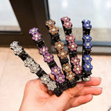 10 Stuks - Hummingbird Haarclip - Dubbele Laag Haaraccessoires - Kristallen Bloem en Strass Steentjes - Modieuze Haarspeldjes - Gevlochten Haarclips - Duckbill Clips - Geschikt voor Vrouwen - Elegant en Functioneel