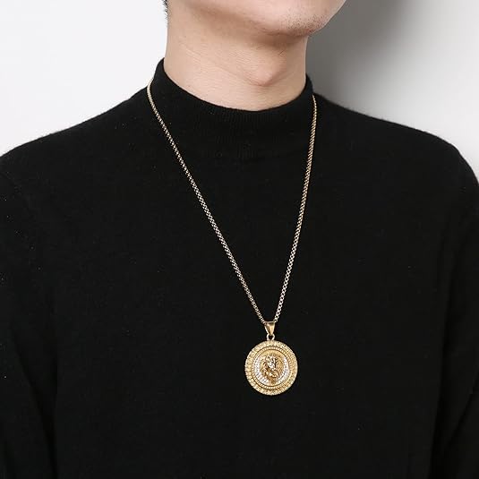 Leo 18K Vergulde Leeuwenkop Hanger - Ingelegd met CZ - Vintage Hip Hop Viking Rock Punk Dierentotem Amulet Ketting - Roestvrij Staal - Karabijnsluiting - 5 cm - Mode Accessoire