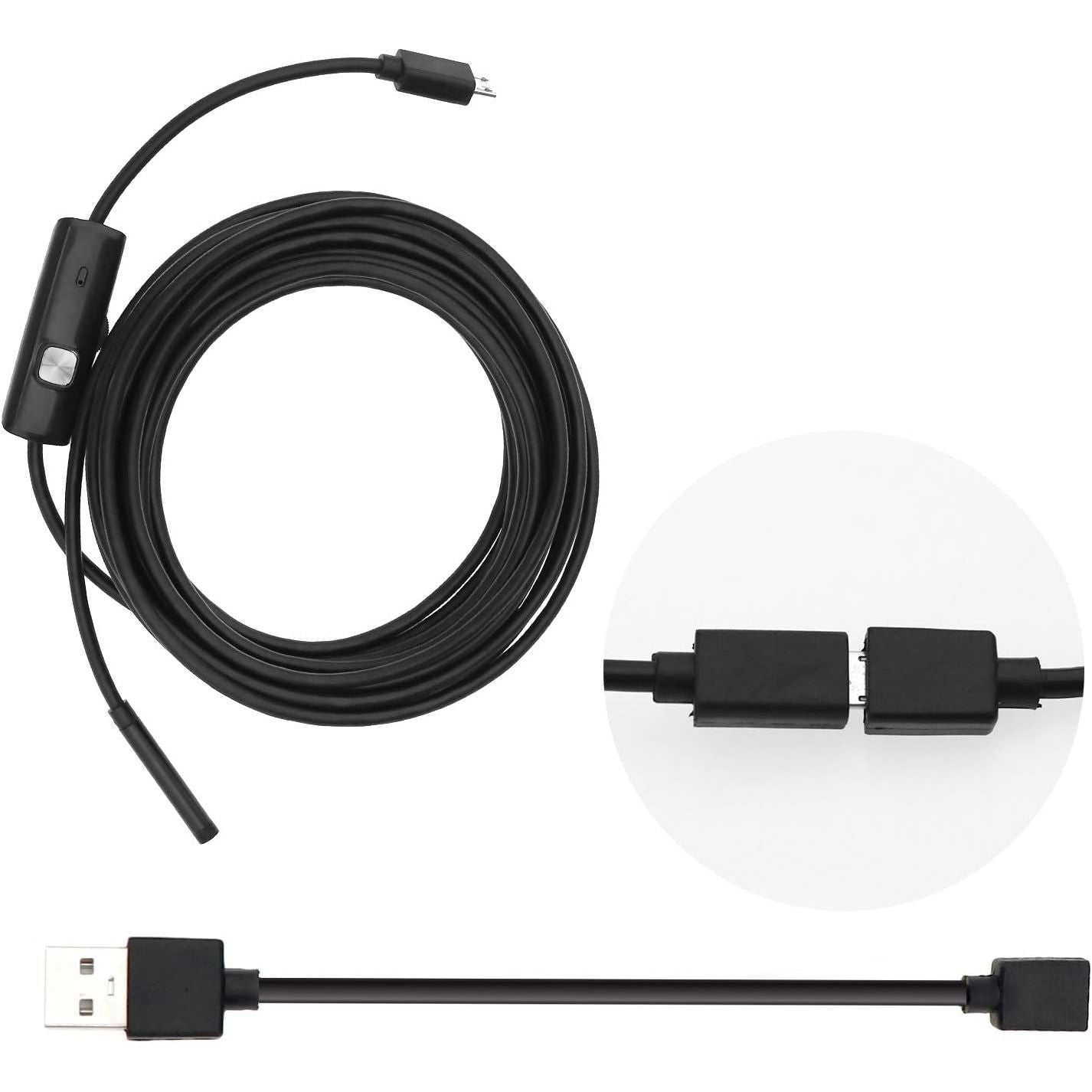 USB Endoscoop - 2 Meter - Inspectiecamera - Waterdicht IP67 - Ø5.5 mm - Met 6 Verstelbare LED Lampen - Compatibel met Android en Windows XP/7/8/9/10 - Voor Onderhoud en Reparatie