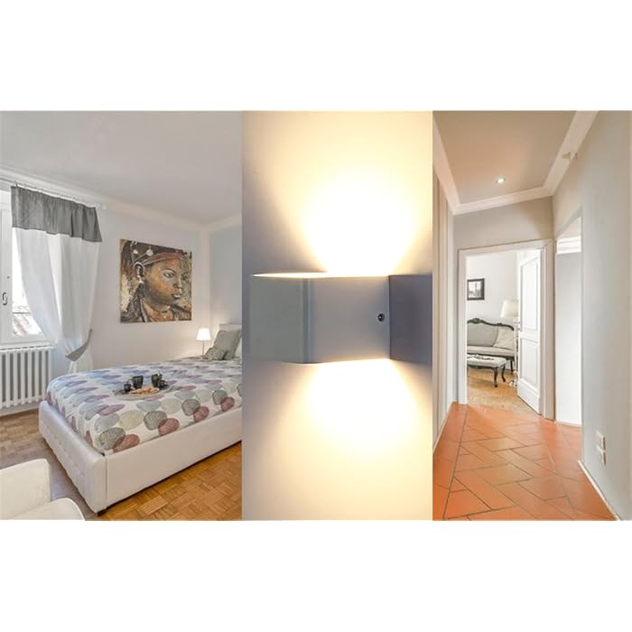 2 Stuks - Ledwandlampen voor Binnen - Up Down Verlichting - Wit Hoogwaardig Aluminium - 7 W Energieklasse A+ 2700 K Warmwit Licht - Stijlvolle en Efficiënte Wandlampen - Modern Design - Eenvoudige Installatie - Ideaal voor Woonkamer, Slaapkamer en Gang