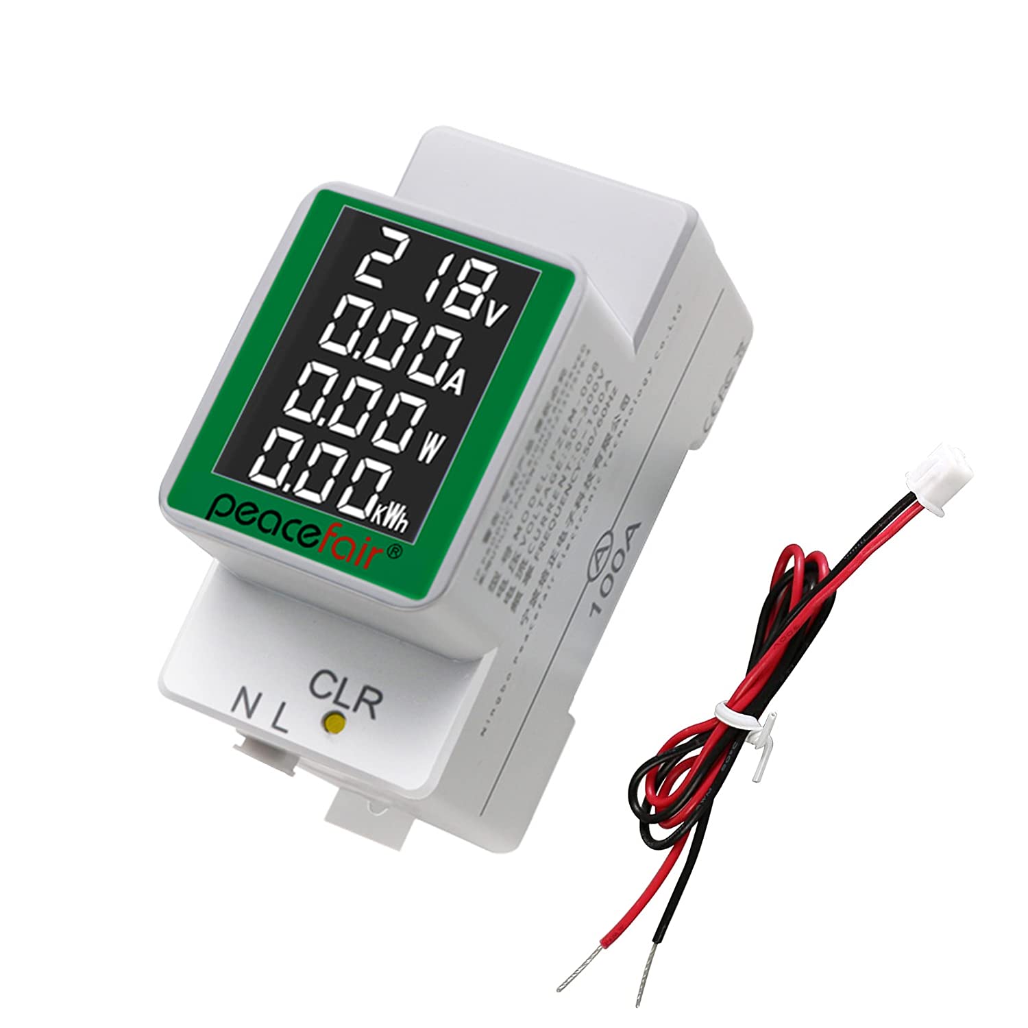 1 Stuk Geavanceerde AC Din Rail Energiemeter: Digitale Multimeter & Elektriciteitsverbruik Monitor - AC Voltmeter en Ammeter 50-300V 0-100A met Ingebouwde Stroomtransformator